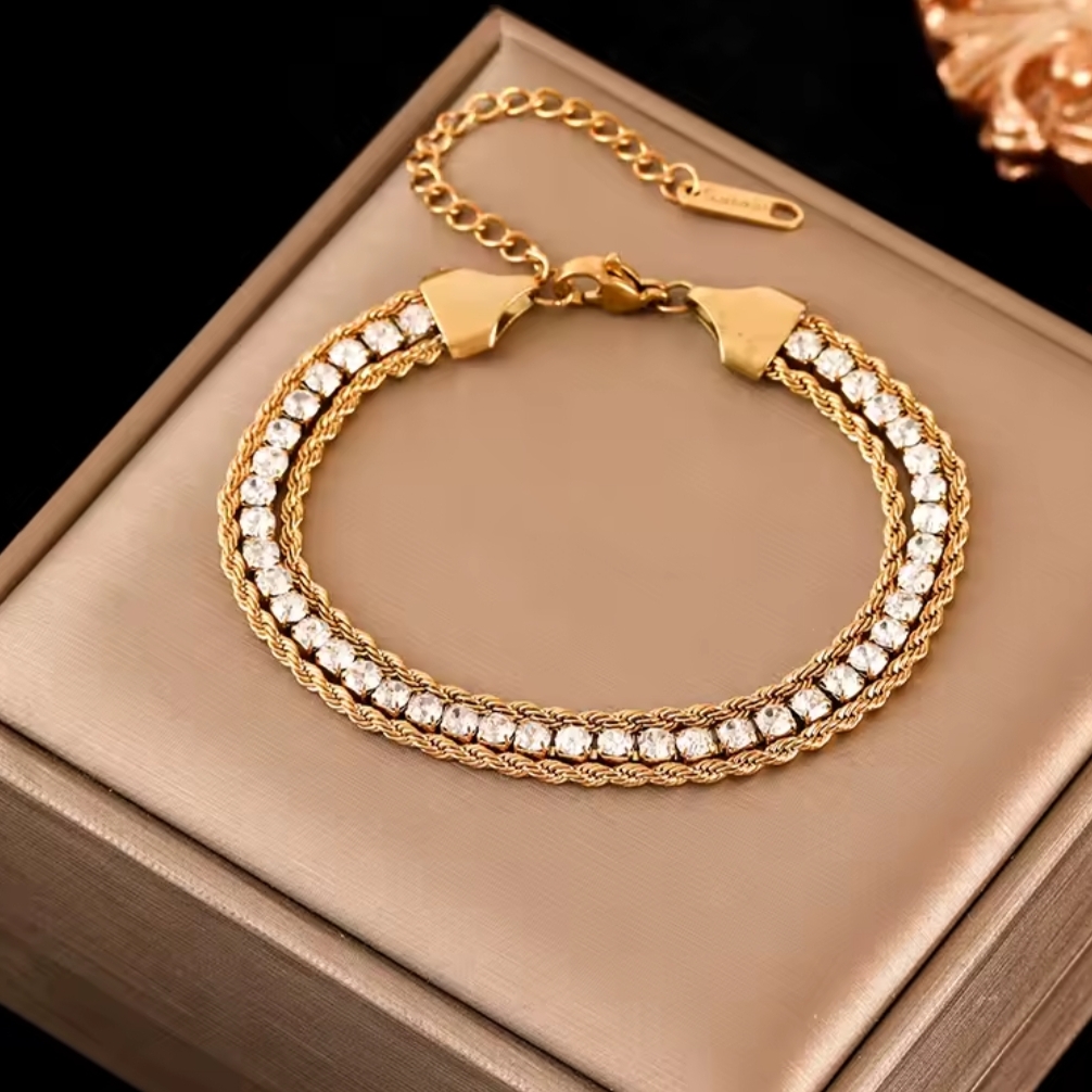 18 Kt Gold Over Titanium Lab Diamond Bracelet